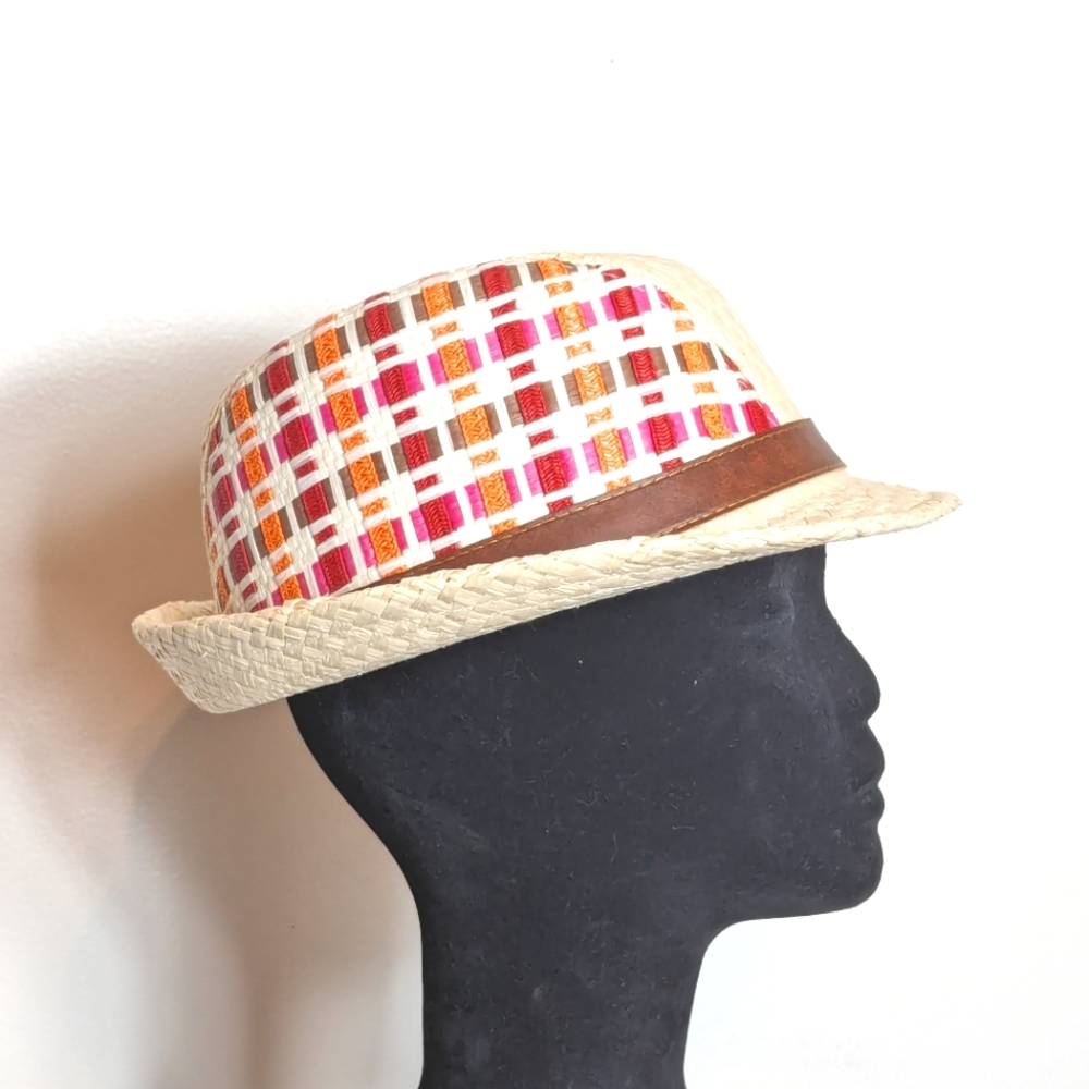 Multi Color Straw Fedora Hat